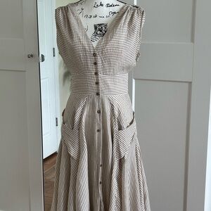 Calvin Klein Tan Brown Buttoned Sleeveless Sundress